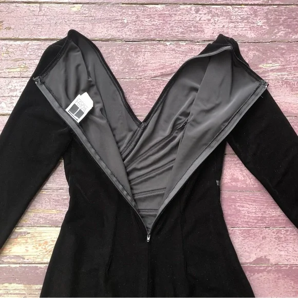 Tadashi Vintage Velvet Long Sleeved Maxi Dress Rhinestone Y2K 90s - Picture 11 of 13